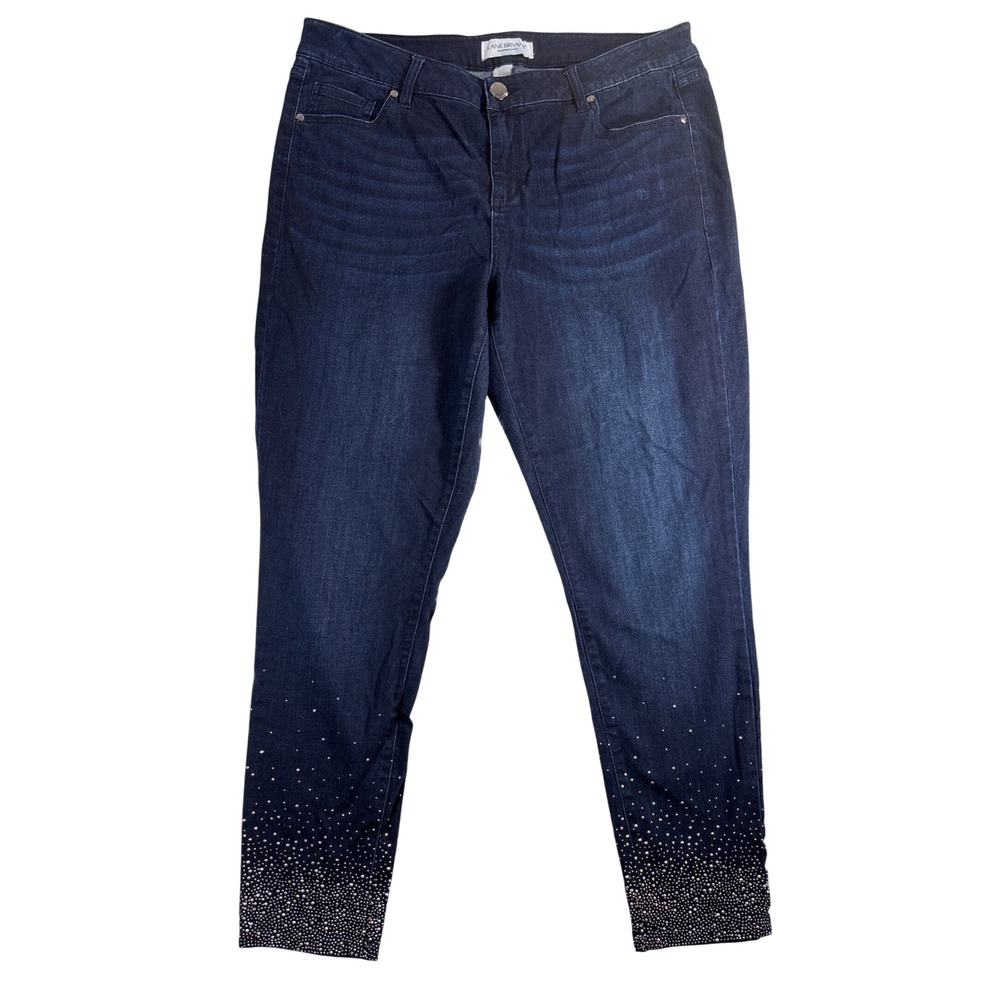 Lane Bryant Rhinestone Embellished Skinny Jeans Dark Wash Denim Size 16